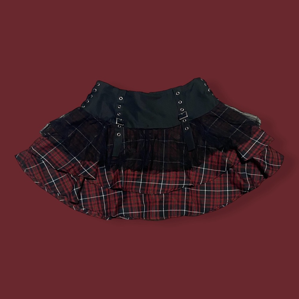 TRIPP NYC-INSPIRED PLAID TIERED SKIRT